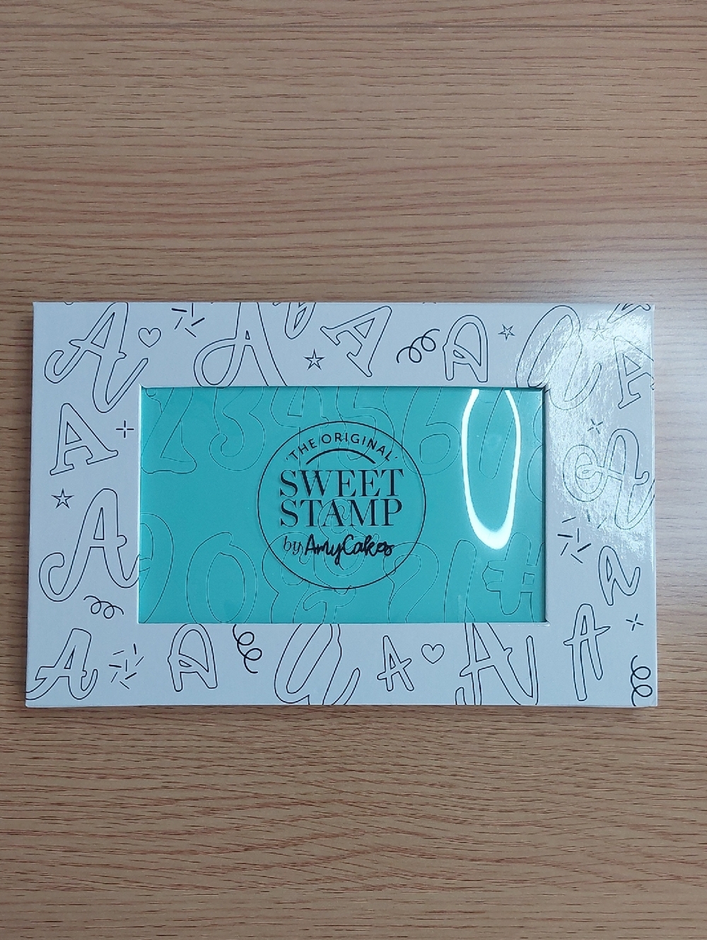 The Original Sweet Stamp by Amy Cakes - Teal Insert in White Decorative Frame